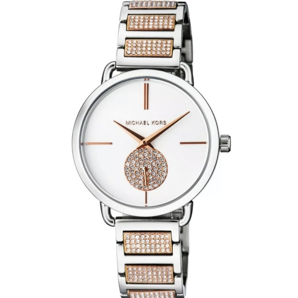 Michael kors Rose Gold & Silver pave watch